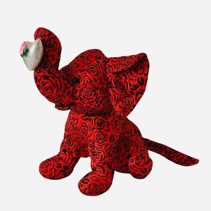 Red Elephant w/Heart Plush Stuffed Animal Toy 12" Gift